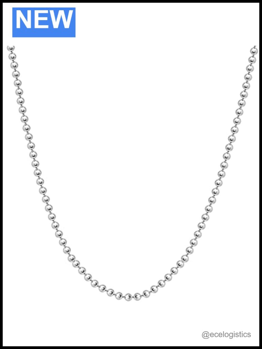 925 Sterling Silver Italian 2.3mm Bead Ball Chain Necklace Gift Box
